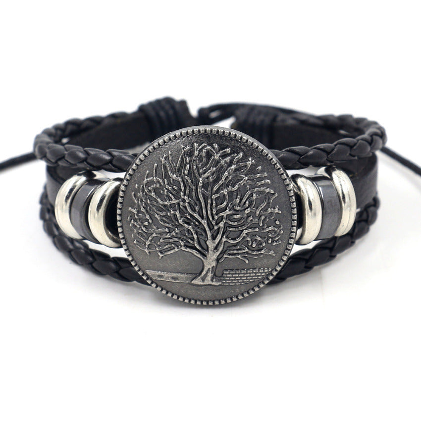 Wholesale Vintage Tree of Life Leather Beaded Bracelet